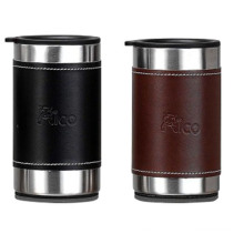 Stainless Steel Double Wall Mug with Leather 280ml